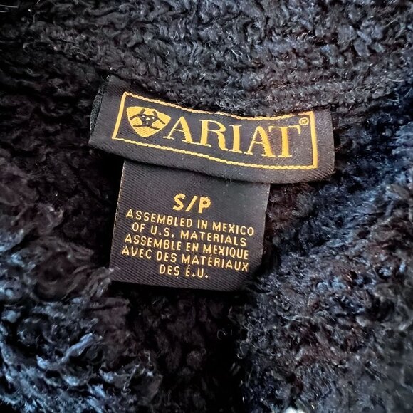 Ariat Fuzzy Black Snap Closure Fleece Jacket Size Small - Picture 4 of 12